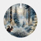 リスの魔法の魔法のクリスマスフォレスト メタルオーナメント (正面)