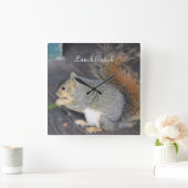 リスの「ランチタイム」 スクエア壁時計 (ホーム)