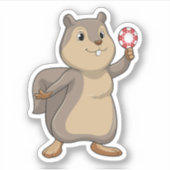 リスはトランプのポーカーでトランプのポーカーチップ シール (正面)