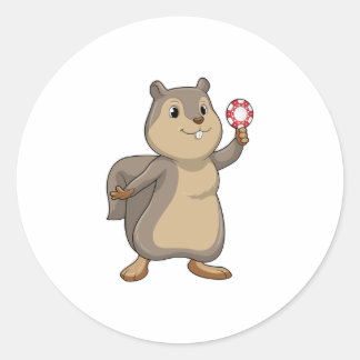 リスはトランプのポーカーでトランプのポーカーチップ ラウンドシール