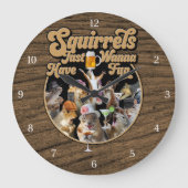 リスは大きな時計を持ちたいおもしろい ラージ壁時計 (正面)