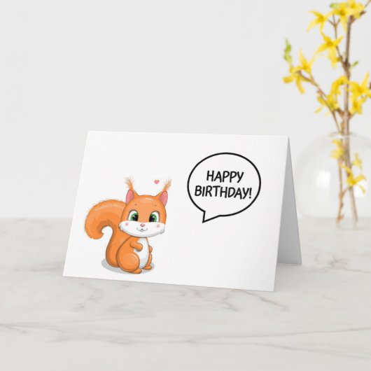 リスは彼救に木の実を言う カード (黄色い花)