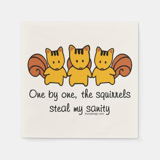 リスは私の正気のことわざを盗む スタンダードカクテルナプキン (正面)