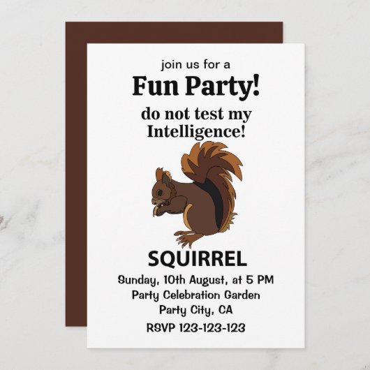 リスは私の知性リスをテストしない 招待状 (正面/裏面)