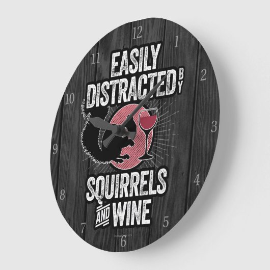 リスやワインに気を取られやすい ラージ壁時計 (傾斜)