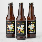 リスや花が大好きな女の子 ビールラベル (ボトル)