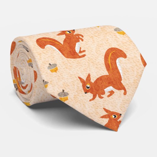 リスよくはしゃぐとどんぐりの自然愛好者 ネクタイ (ロール)