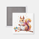 リスよくはしゃぐの愛らしいおもしろいカラフル動物 マグネット (正面/裏面)