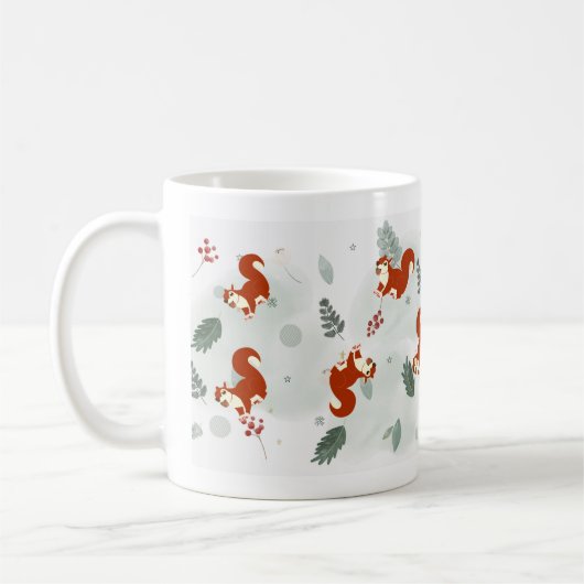 リスよくはしゃぐルデザイン – かわいいおもしろいと動物 コーヒーマグカップ (左)