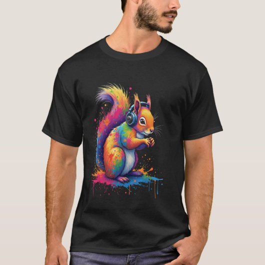 リスをモチーフにしたデザイン Tシャツ (正面)