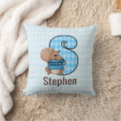 リスアーガイルルパターン（の模様が）あるの少年のための青い文字S クッション (ブランケット)