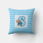 リスアーガイルルパターン（の模様が）あるの少年のための青い文字S クッション (裏面)