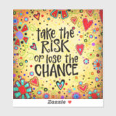 リスクを取る勇気を与える黄色おもしろいトレンディー シール (シート)