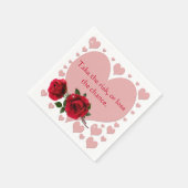 リスクを取る引用文ピンクハート赤いバラ スタンダードカクテルナプキン (角)