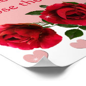 リスクを取る引用文ピンクハート赤いバラ ポスター (角)