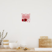 リスクを取る引用文ピンクハート赤いバラ ポスター (キッチン)