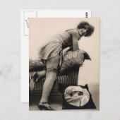 リスクフランスのなフラッパーの女の子の写真はがき ポストカード (正面/裏面)