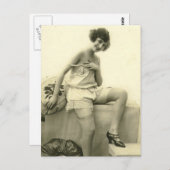 リスクヴィンテージフラッパーの女のフランスの子の写真 ポストカード (正面/裏面)