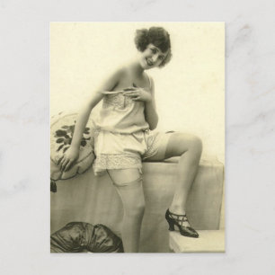 リスクヴィンテージフラッパーの女のフランスの子の写真 ポストカード