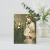 リスクヴィンテージ喫煙女のフランスの子の写真 ポストカード (スタンド正面)