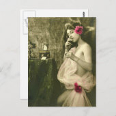 リスクヴィンテージ喫煙女のフランスの子の写真 ポストカード (正面/裏面)