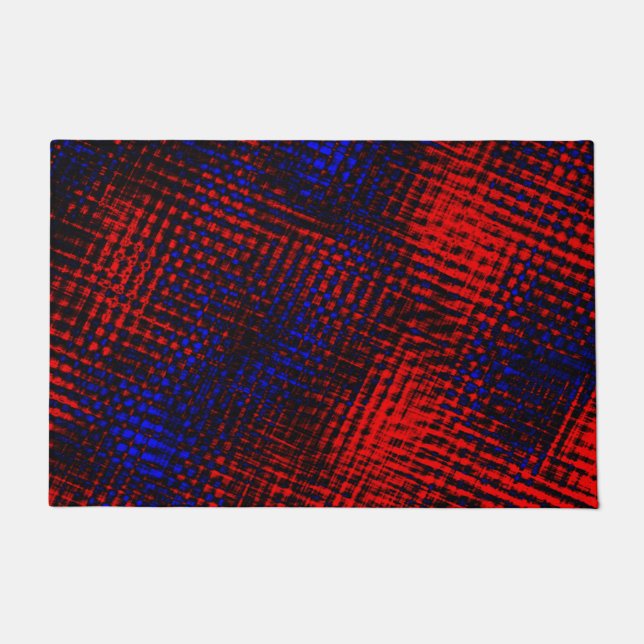 リスコスヴェルメルホスcruzados e fundo azul? ドアマット (正面)