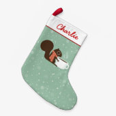 リスコーヒーラバーウッドランドウィンターホリデークリスマス スモールクリスマスストッキング (正面 (吊り時))