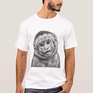 リスザルのTシャツ ブラックインク Tシャツ