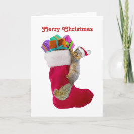 リスストッキングクリスマスカード シーズンカード