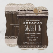 リスティックカントリージュートとレースのSWEET16招待状 招待状 (正面/裏面)