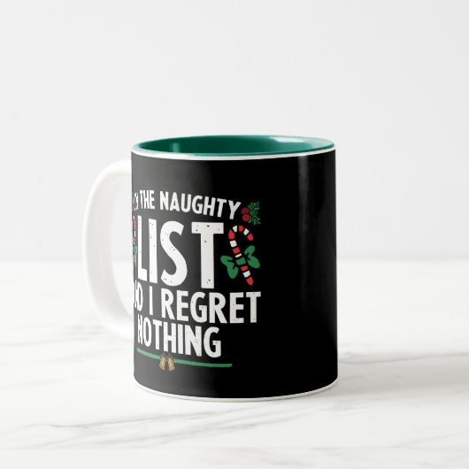 リストいけなに載って私は何もクリスマスを後悔しない ツートーンマグカップ (正面左)