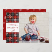 リストいけなスノーフレーク赤い格子模様ハッピーホリデー シーズンカード (正面/裏面)