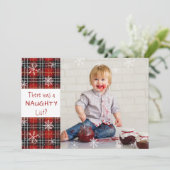 リストいけなスノーフレーク赤い格子模様ハッピーホリデー シーズンカード (スタンド正面)