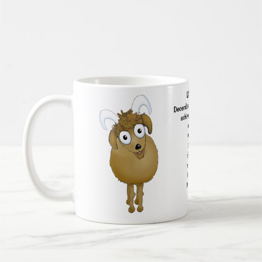 リストされている特性の漫画の山羊座のヤギ コーヒーマグカップ (左)