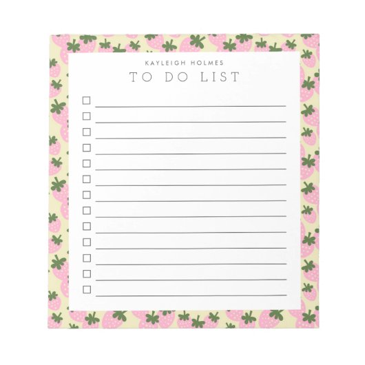 リストする散乱カスタムイチゴ(クリーム) ノートパッド (正面)