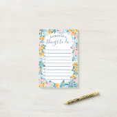 リストする美しいピンクとブルーのフローラフレーム ポストイット (デスク上)