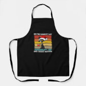 リストに載った不機嫌なクリスマスいけなネコ エプロン (正面)