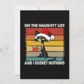 リストに載った不機嫌なクリスマスいけなネコ シーズンカード (正面)