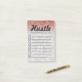 リストのばら色の金ゴールドの大理石の名前をカスタムするをするハッスルのおもしろい ポストイット (デスク上)