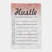 リストのばら色の金ゴールドの大理石の名前をカスタムするをするハッスルのおもしろい ポストイット (正面)