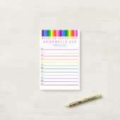 リストのパーソナライズに虹鉛筆を使う ポストイット (デスク上)