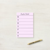 リストのポスト・イットをする原稿の一流のピンクウィークリー ポストイット (デスク上)