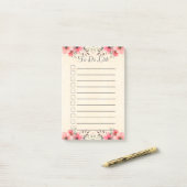 リストのモダンな書道の花の芸術の議題をするため ポストイット (デスク上)