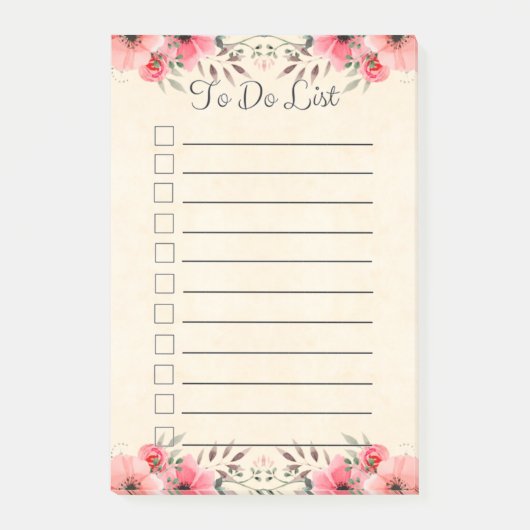 リストのモダンな書道の花の芸術の議題をするため ポストイット (正面)