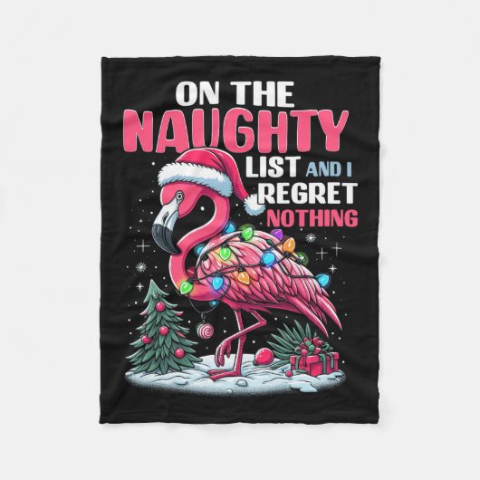 リストの上いけなで、私はフラミンゴを後悔しない フリースブランケット (正面)