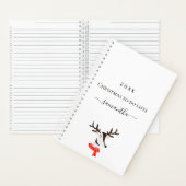 リストの名前を行うクリスマスのトナカイ赤い白 ノートブック (内側)