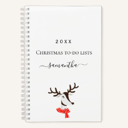 リストの名前を行うクリスマスのトナカイ赤い白 ノートブック