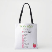 リストのAppleの水彩画のタイポグラフィをする先生 トートバッグ (正面)