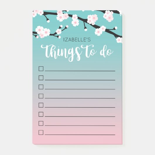 リストをするさくらんぼの開花グラデーションな|の名前をカスタムする ポストイット (正面)