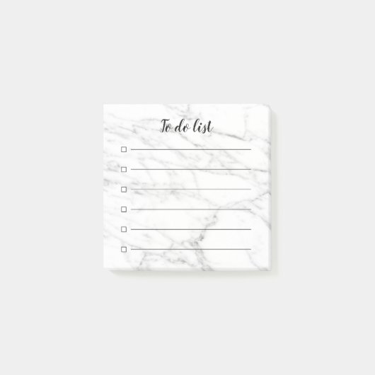 リストをするために並ぶシックな大理石の石造りのチェックボックス ポストイット (正面)